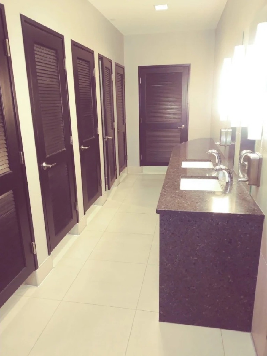 Sanitized commercial restroom